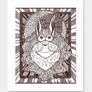 Moon Bunny Illustration Posters and Art